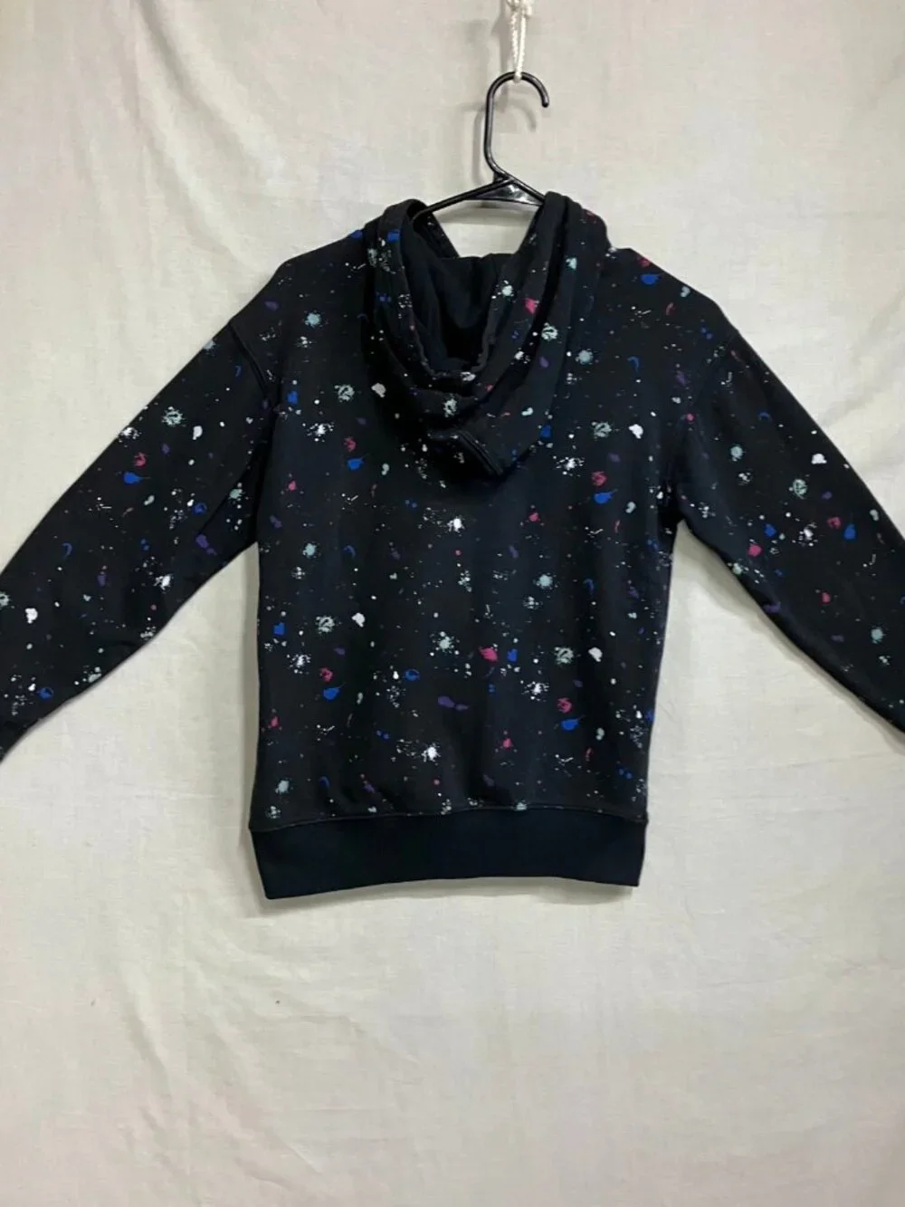 Champion Hoodie Kids Girls L Black Paint Splatter Pullover Graphic Sweatshirt